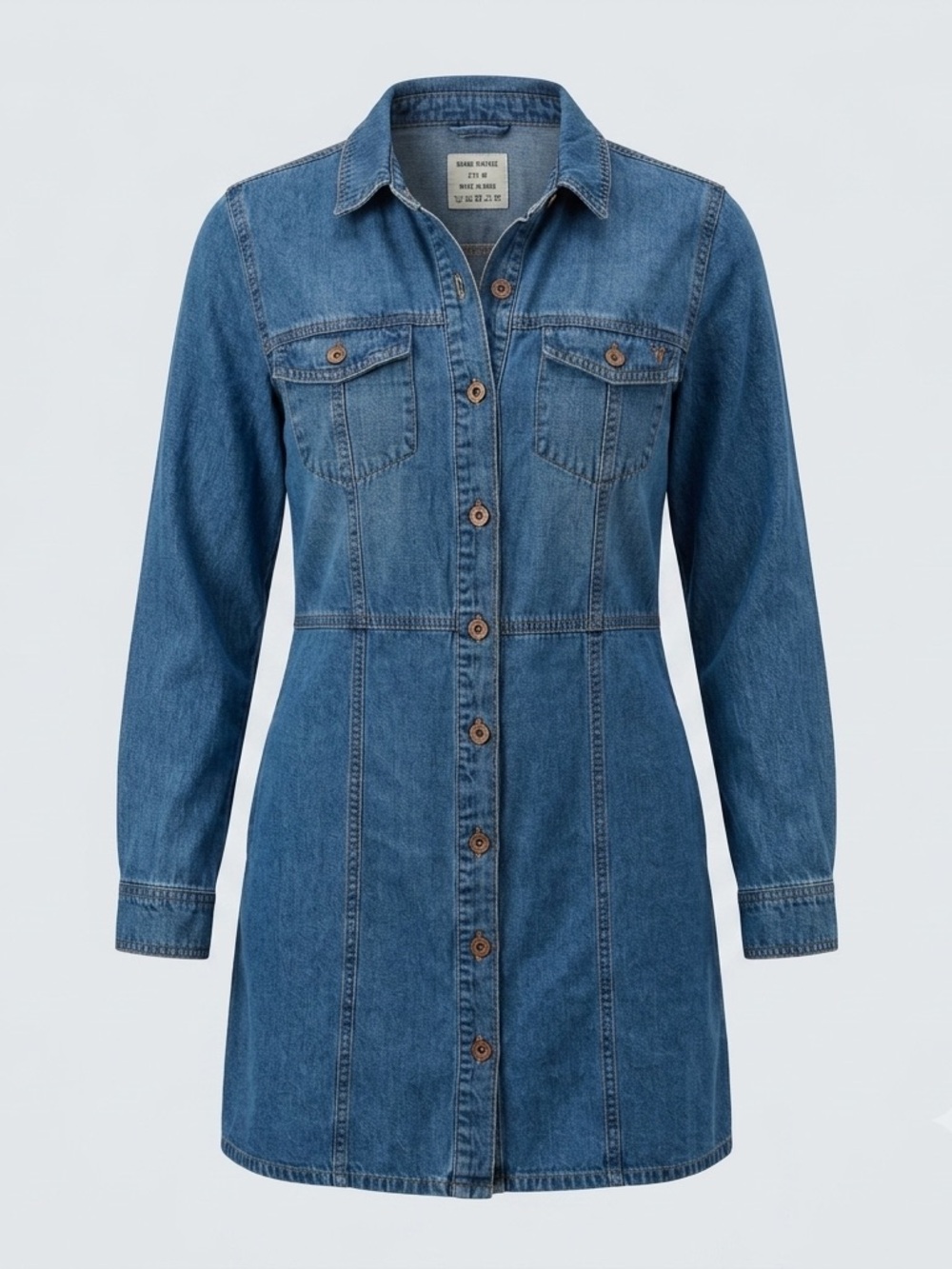 Frye Denim Shirt Dress Women’s Medium Blue Button Front Long Sleeve NWOT - Picture 1 of 12